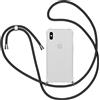 Knrlqim Cover per iPhone X/iPhone XS con Cordino, Trasparente Custodia con Laccio Collana Tracolla Collo Corda Regolabile,Ultra Sottile Morbido Silicone Antiurto Case Protettiva per iPhone XS,Nero