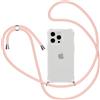 Knrlqim Cover per iPhone 15 Pro con Cordino, Trasparente Custodia con Laccio Collana Tracolla Collo Corda Regolabile,Ultra Sottile Morbido Silicone Antiurto Case Protettiva per iPhone 15 Pro,Oro rosa