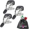 EUPOSIA SUPERTAPPO - Stopper Vino & Champ EU-1920 c/w Pochette, Nero, 3 pz | Made in Italy, Tenuta +6 Atm, Aletta INOX Cromato e Silicone Alimentare, Certificato UE 10/2011