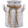 Fonowx Contenitore per latte, vaso per piante, secchio in ferro per fiori, decorazione per patio e soggiorno, Bianco