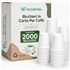 ecodrinks 2000 Bicchieri Caffe Carta Da 75ml - Set Bicchierini Monouso per Bevande Calde/Fredde - Biodegradabili, Eco-friendly e Made in Italy, Bianco