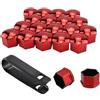 MAOQYE 20 tappi per dadi delle ruote, universali, con strumento di rimozione, per auto, coperture per dadi esagonali delle ruote, coperture per dadi delle ruote (rosso, 17 mm)