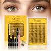 QUEWEL Kit-Extension-Ciglia Faux Cils Quewel, 144 Lash-Clusters Sottili Con Ciglia-Finte-Ciuffetti E Sistema Di Applicazione, Ciocche A Forma Di C, lash cluster Naturale (DJ-FD-A)