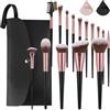 Vicloon Set Pennelli Make up da 18 pezzi,15 Pezzi Professionale Pennelli Make Up Pennelli con Ombretto Palpebra Eyeliner Mascara Sopracciglia Makeup Occhi con 2 Piumino per Cipria e Borsa Portaoggetti