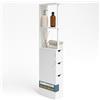BAKAJI Mobile Bagno Alto Salvaspazio in Legno Bianco, Armadietto Slim con 3 Cassetti e 2 Ripiani, Armadio Multiuso per Ufficio, Studio, Casa, Mobiletto per Interni Design Minimal 33 x 15 x 136 cm