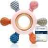 CAJA Massaggia Gengive Anello Dentizione Neonato Silicone Legno Naturale Senza BPA Giocattolo Sicuro Sensoriale Forma Animale Facile da Afferrare Idea Regalo Nascita Bambini