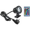 Lixada Luce Subacquea, AC85-265V 10W RGB LED, Lampada Sommergibile con Telecomando, 16 colori che Cambiano Flash/Strobe/Fade/Smooth 4 Effetti luce IP68 Water Proof,Nero