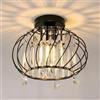 ANWIO Lampadario Cristallo Nero, Lampadari Soggiorno Cristallo E27 con 1 Luce, Plafoniera con Cristalli Moderno, Lampadario con Paralume in Vetro Per Camere da Letto, 28 CM (Senza Lampadine) Kitchen