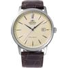 Orient Contemporary Symphony III - Orologio Uomo Automatico E A Carica Manuale Meccanico Casual Cinturino In Pelle Marrone Cassa In Acciaio Inox Quadrante Analogico Giallo - RA-AC0F16S