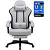 GTPLAYER Sedia da gaming, ergonomica con cuscino a molle insacchettate, braccioli e poggiapiedi articolati, sedia per computer ergonomica con schienale alto con supporto lombare FG