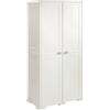 MA MAISON Armadio Alto in Plastica 79x43x164 cm. con 2 Ante e Vano Portascopa - Mobile Contenitore Multiuso Salvaspazio per Organizzazione Casa, Lavanderia e Ripostiglio (Panna)