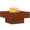 vidaXL Focolare Marrone 80 x 80 x 40 cm Acciaio CorTen, Moderno braciere Quadrato, Resistente Riscaldamento Esterno per Giardino e terrazza, Stile Contemporaneo per riunioni