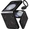 Funermei (2in1 per Samsung Galaxy Z Flip 5 Custodia Farfalla per Donne Ragazze Carina Cover per telefono Bella Estetica Girly Nero Farfalla Design con Anello Stand Funda per Samsung Z Flip 5 Custodie