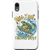 Forofo 100 Custodia per iPhone XR Divertente tropicale Surfing Sea Turtle Summer Beach Vacation