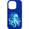 Ocean Aesthetic Decor Custodia per iPhone 14 Pro Carino Polpo Cartoon Teal Blu Mare Subacqueo Bella