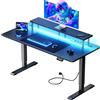 HLFURNIEU Scrivania Gaming LED 160 x 60 cm, Scrivania Regolabile in Altezza con