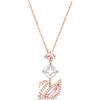 Swarovski Pendente Dazzling Swan, Cigno, Rosa, Placcato color oro rosa
