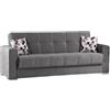 Dmora Divano Letto 3 Posti Francisco 85x226 cm Nero Contenitore Reclinabile, di Apertura Click-clack