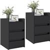 YITAHOME Set di 2 comodini con 3 cassetti, comodino con contenitore, piccolo comodino per camera da letto, soggiorno, corridoio, 35 x 40 x 59 cm, nero