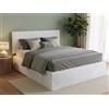 Talamo Italia - Letto matrimoniale Cleneide, Set testata in ecopelle con rete ortopedica e mantovana, 100% Made in Italy, con materasso incluso, Cm 160x190, Tortora