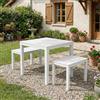 Dmora - Set Salotto da Esterno Moncalieri, Composizione da Giardino con 1 Tavolo Quadrato e 2 panche, Salottino Indoor e Outdoor da PIC Nic, 100% Made in Italy, Bianco