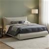 Talamo Italia - Letto matrimoniale Ilenia, Letto contenitore con rivestimento e testata in tessuto, 100% Made in Italy, Apertura frontale, adatto per materasso 160x190 cm, Beige