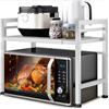 Shally Dogan Mensola Salvaspazio Porta Microonde in Acciaio Allungabile, Scaffale da Cucina con Ripiano Portaspezie, Mobile Estensibile con Ganci e Piedini Antiscivolo, Design Moderno (Bianco)