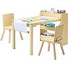 VEVOR Set di Tavolo Sedie per Bambini con Mobiletto Portaoggetti a 3 Ripiani, Set da Tavolo 2 Sedie per Bambini per l'Asilo Nido Scuola Materna, Scrivania per Lavori Manuali, Legno Chiaro