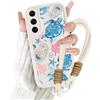 Kueqeay Cover con Cordino per Samsung Galaxy S22 5G, Silicone Custodia Aesthetic Estate Tartaruga Bianco Donne Mädchen Modello Disegni Collana Universale Protezione Fotocamera Antiurto Case, 04