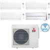 Mitsubishi Climatizzatore Condizionatore Mitsubishi MSZ-AY + Kirigamine Style Bianco Perla Wifi R32 Quadri Split Inverter 9000 + 9000 + 9000 + 12000 BTU con U.E. MXZ-4F72VF Classe A++/A+
