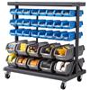 VEVOR Scaffale Portaoggetti con Ruote a 5 Ripiani e Doppio Lato, 68 Contenitori per Parti a Doppio Lato, Contenitori in Plastica per Utensili Mobili per Garage, Magazzino, Ufficio, Ristorante, Aula