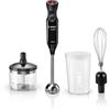 Bosch Frullatore a Immersione MS61B6150, 1000 W, Impugnatura Ergonomica, Lama a 4 ali Acciaio Inox,12 Velocità e Funzione Turbo, Accessorio Tritatutto e Frusta, Bicchiere Graduato, Nero