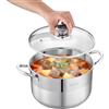 VEVOR Pentola in Acciaio Inox da 7,6 Litri, Casseruola in Acciaio Inox Ø 240x140 mm con Coperchio in Vetro per Cottura da Cucina, Pentola di Brodo, Pasta, Zuppa, Catering Ristorante, Senza PFOA PFAS