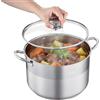 VEVOR Pentola in Acciaio Inox 11,4 Litri, Casseruola in Acciaio Inox Coperchio in Vetro per Cottura da Cucina Brodo, Pasta, Zuppa, Catering Ristorante, Senza PFOA PFAS, Piani Cottura a Gas Elettrici