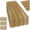 Outsunny Set di 12 pannelli per tetto in acciaio zincato 7 m² per casetta attrezzi capanno 129x45cm legno naturale | Aosom Italy