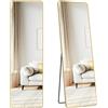 SONGMICS Specchio a Figura Intera, 150 x 40 cm, Specchio da Terra Rettangolare con Supporto, Cornice in Lega di Alluminio, Vetro Temperato, Camera da Letto Soggiorno, Oro Pallido LFM034AB01