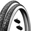Ecovelo' 2 COPERTONI 24 X 1 3/8 (37-540) + 2 CAMERE AMERICANE PNEUMATICI BIANCO-NERO STRADALE CITY BIKE BICICLETTA