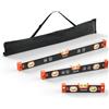 VEVOR Set di Livelle a Bolla Magnetiche, 3 Pezzi (225/400/600 mm), Livelle in Lega di Alluminio, 3 Fiale Verdi ad Alta Visibilità, Scanalatura a V, Foro per Appendere, per Lavori Edilizia e Fai da Te