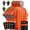 PREPARED4X Poncho di emergenza con fodera in Mylar, resistente, impermeabile, antivento, verde, per kit di emergenza all'aperto, campeggio e auto, poncho termico, confezione da 4 (arancione)