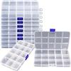 YOFAPA 10 contenitori per perline, 15 scomparti, in plastica trasparente, con chiusura di sicurezza, scatole portaoggetti a griglia fissa per gioielli, accessori da cucito, 17,3 x 9,9 x 2,3 cm