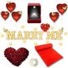 Neisouf 3051 Pezzi Kit di Decorazioni per Proposte di Matrimonio, Lettere Luminose Marry Me, Scatola Luminosa per Anelli, Lampade a Candela, Farfalla Dorata, Petali di Rosa, Tappeto Rosso 5M, Cuore Palloncini