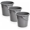 2friends Secchio da 10 l, set da 3 secchi, con scala di misurazione e manico in metallo, secchio in plastica, secchio di plastica senza BPA, secchio per il lavaggio grigio, versatile e robusto, made