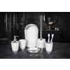 Fingey Bathlux, set di accessori da bagno con design moderno, 6 pezzi, spazzolino per WC, pattumiera, portasapone, portaspazzolino, dispenser per sapone, tazza per risciacquo White