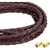 QUARKZMAN 4mm 2,19 Iarde Corda Di Cuoio Intrecciata Cintura Di Cuoio Intrecciata Autentica Corda Piegata Per Creazione Di Gioielli, Cravatta, Collane, Caffè Scuro