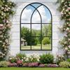 Reflix Specchio ad arco per finestra, 75 x 120 cm, specchio da parete per decorazione giardino all'aperto, specchio ad arco gotico invecchiato con cornice in alluminio per corridoio, soggiorno, camera