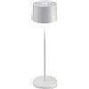 Zafferano, Olivia Pro, Lampada da Tavolo Ricaricabile e Senza Fili con Controllo Touch, Adatta per Salotto ed Esterni, Dimmer, 2200-3000 K, Altezza 35 cm, Colore Bianco