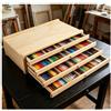 Strixorn 4 Cassetti in Legno per Forniture Artistiche, Scatola Portaoggetti per Pennelli, Cassettiera Portatile in Legno per Valigia da Pittore, Organizzatore per Penne Vuoto 40x25x11,5 cm - Per Pastelli