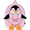PERLETTI Zaino in peluche per bambini 3 4 5 anni - mini zaino carino da viaggio e peluche animale per scuola materna - piccolo giocattolo morbido e borsa per bambina bambino - 21 x 27 x 9 cm, Pinguino