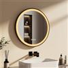 EMKE Specchio bagno rotondo 60 cm, specchio rotondo con interruttore tattile e funzione antiappannamento,3 colori di luce,specchio tondo bagno cornice nera e tracolla regolabile