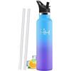 Mulbijeo Borraccia Termica 1 Litro, Senza BPA, Borraccia Termica, Sottovuoto a Doppia Parete, Bottiglia Termica, 18/8 Acciaio Inox, Borracce Termiche, con Cannuccia, Termos per Palestra, Sport, Bici